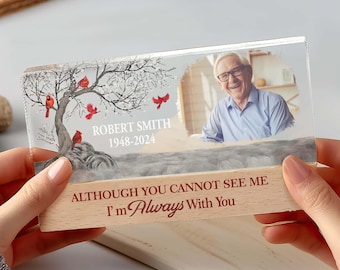 Personalized I'm Always With You Memorial LED Night Light, Custom Photo Night Light Memorial Gift, Photo Memorial Gift for Grieving