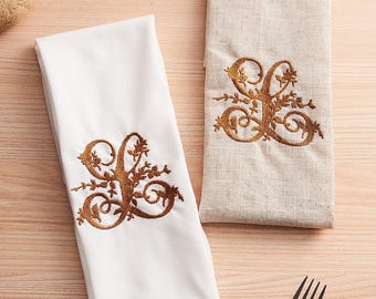 Servilletas de lino bordadas personalizadas, servilletas de boda con monograma personalizado, decoración para despedidas de soltera y recepción de compromiso.
