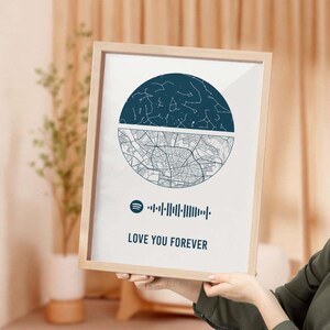 Personalisierter Nachthimmel und Karte Scannbarer Musikrahmen Geschenk, Kundenspezifisches Geburtstagsjubiläumsgeschenk, Kundenspezifisches Weihnachtsgeschenk für Sie, Sternenkartegeschenk