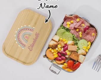 Lancheira personalizada para crianças, lancheira personalizada em aço inoxidável, presente personalizado para volta às aulas, lancheira escolar personalizada.
