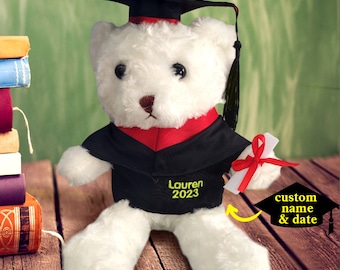 Personalized Class of 2026 Graduation Teddy Bear,  Custom Grad Plush Stuffed Animal, 2026 High School College Graduation Gift for Student