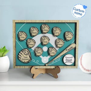 Personalized Wooden Baseball Dad Family Sign, Custom Father's Day Gift for Dad, Custom Baseball Dad Gift for Fathers Day, Baseball Dad Gift