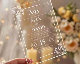 Personalized Acrylic Wedding Invitation Party Invitations, Custom Wedding Invitation Plaque Decor, Custom Wedding Invitation Keepsake Gift