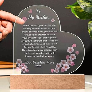 Elegante Herz Acryl Plakette - ein perfektes Geschenk zum Muttertag & zum Geburtstag Herz Plaque