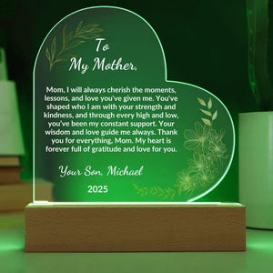 Personalisierte Andenken Acryltafel - Herzliches Geschenk für Muttertag, Geburtstage, Geschenk für MamaAcrylherztafel