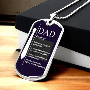 Military Dog Tag Necklace with Engraving Message, Father's Day Gift 2025,  Birth day Gift for Dad. Engraved  Dog Tag