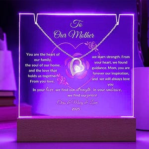 Personalisiertes Muttertagsgeschenk und Geburtstagsgeschenk - LED-Acryl-Andenken und elegantes Halsketten-Bundle