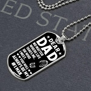 Military Dog Tag Necklace with Engraving Sentimental  message for Dad, Gift For Dad, Bonus Dad Gift,  Father's Day Gift 2025. Gift from Son