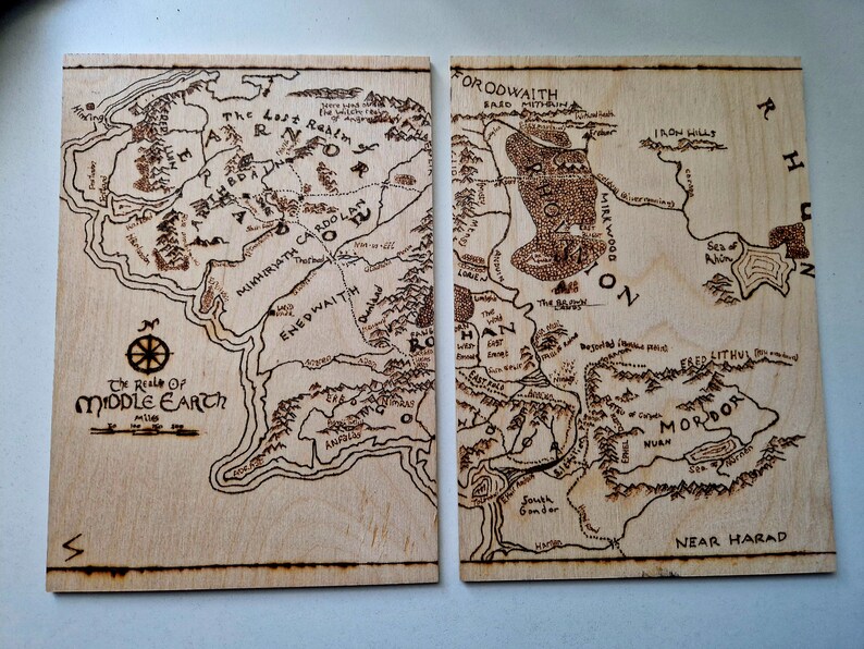 Pyrography Map Lord of the Rings middle Earth - Etsy