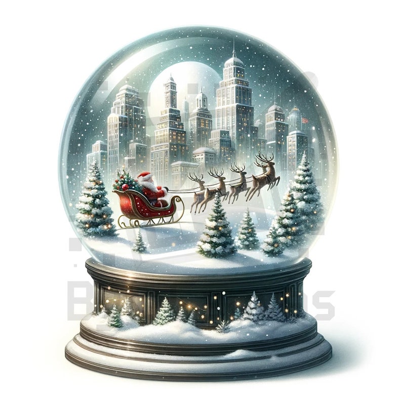 10 Bundle Christmas Watercolour Snowglobes Digital Download