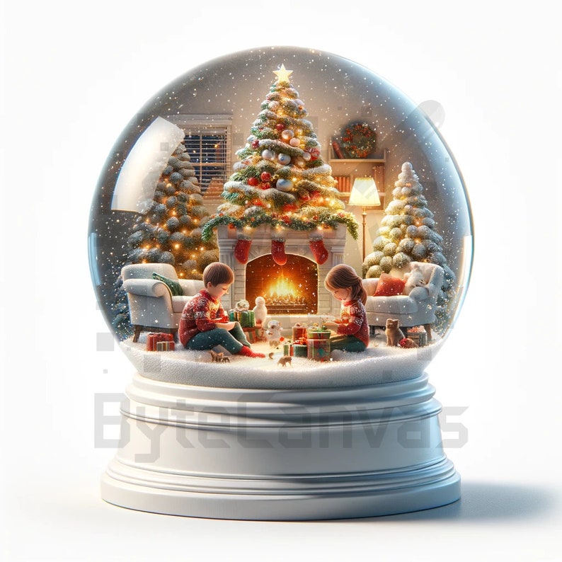 10 Bundle Christmas Watercolour Snowglobes Digital Download
