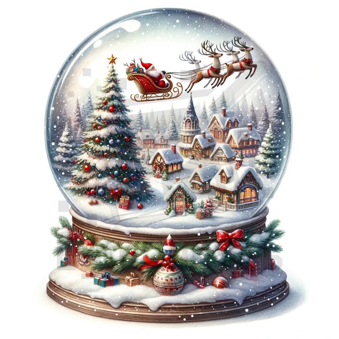 10 Bundle Christmas Watercolour Snowglobes Digital Download