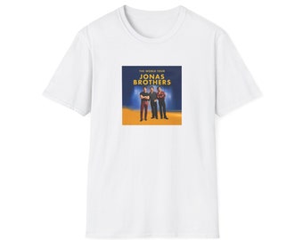 Jonas Brothers World Tour Unisex Softstyle White, Black, Grey or Cream T-Shirt