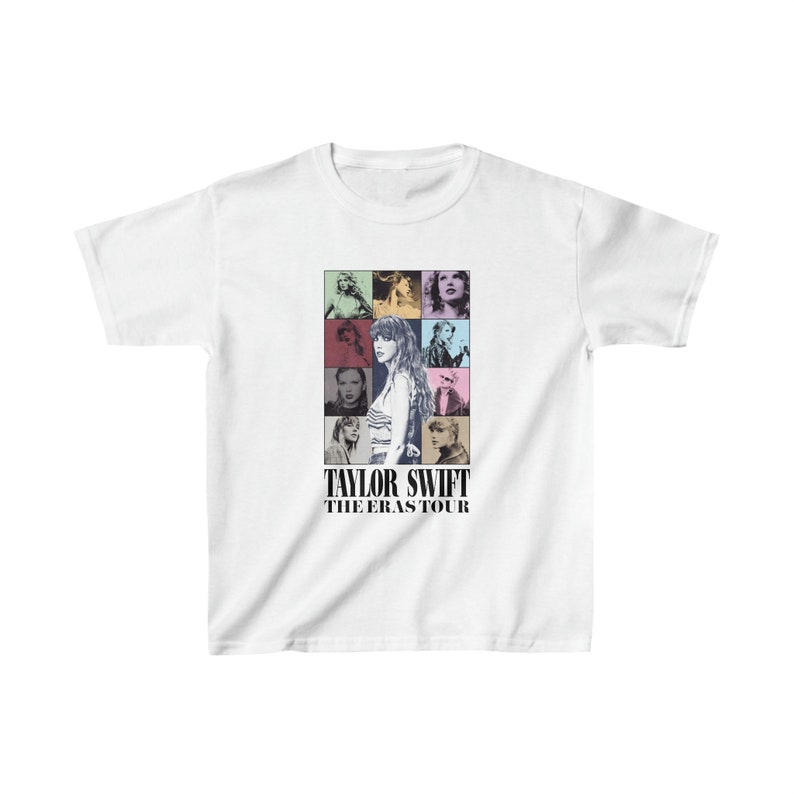 Kids The Eras Tour Taylor Swift T-Shirt White or Grey Unisex Tee image 1