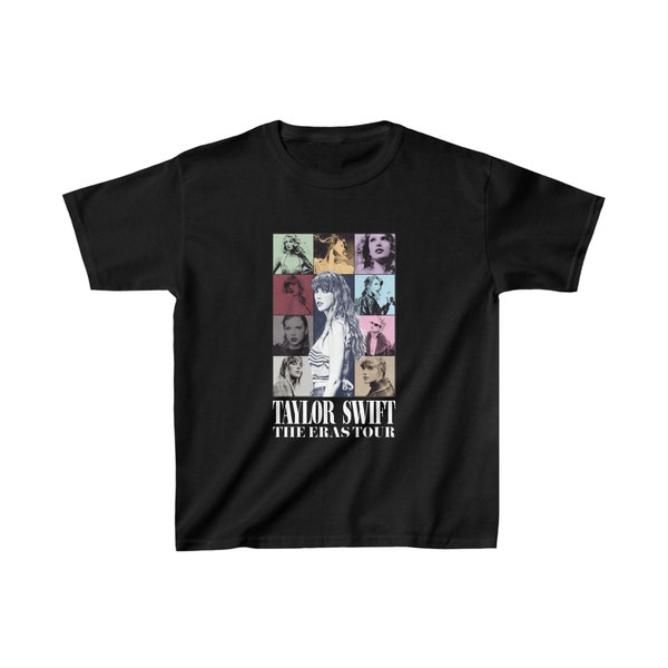 T-shirt Taylor Swift The Eras Tour pour enfants, noir ou rose, t-shirt unisexe