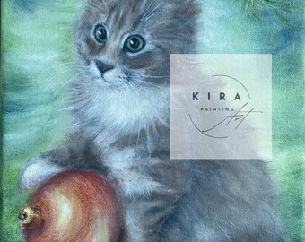 メインクーンの猫の絵、メインクーンのギフト、デスクトップ装飾用の