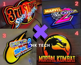 Classic Arcade LED Light Box, Classic Fighting Game Arcade Toppers, LED Lightbox Pinball Topper, Functional Dimmer, 5V, USB Compatible