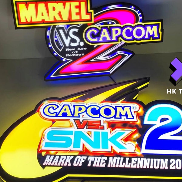 Marvel V Capcom 2 | Capcom v SNK 2 LED Lightbox, Perfect for Arcade Room, Mancave, Marvel Fan, Functional Dimmer, USB plug in