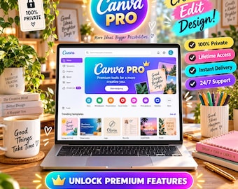 Acceso a Canva Pro para equipos / Plantillas premium y herramientas de diseño con IA / Invitación para equipos / Entrega digital instantánea