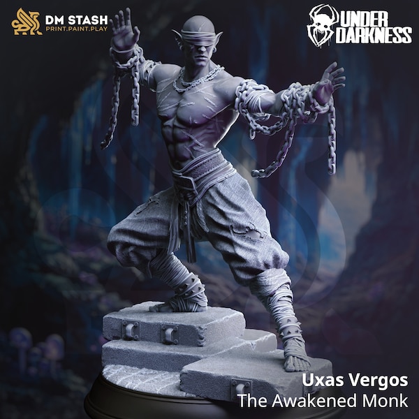 Uxas Vergos The Awakened Monk 32mm Resin Miniature | DnD Miniature | Dungeons & Dragons | Pathfinder | RPG | Tabletop