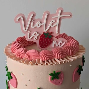 Personalisierter erster Geburtstag Erdbeere Kuchen Topper