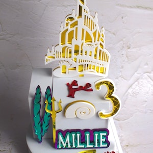 Personalised Little Mermaid Themed Cake Set | Princess Themed | Mermaid Birthday Party | Disney princess cake topper | Girls Birthday Party
