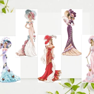 Bundle of 5 Charts PDF "Lady Flowers" Cross stitch Patterns DMC, Pattern Keeper Compatible, Digital Instant Download
