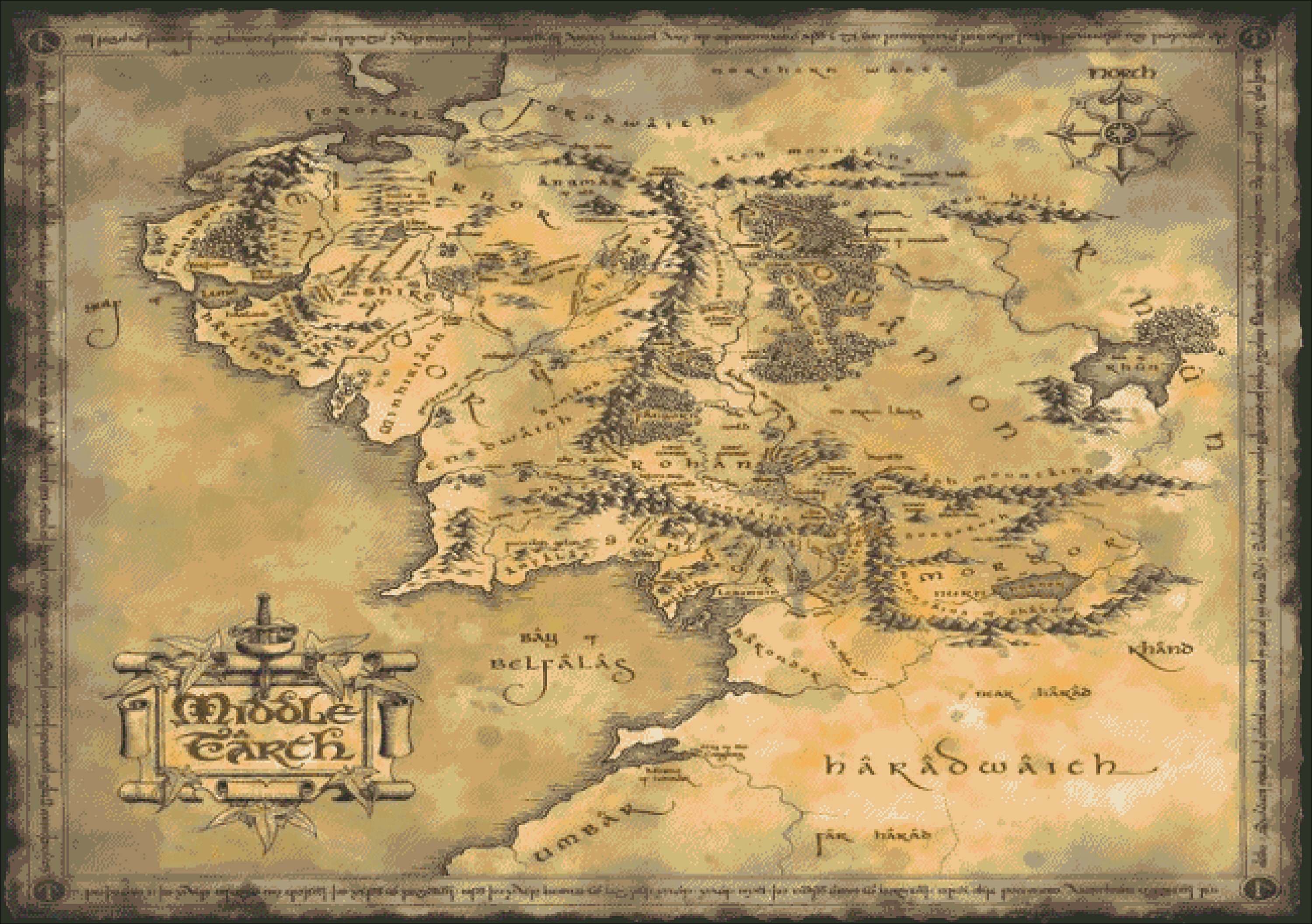 PDF middle Earth Map Cross Stitch Pattern DMC, Pattern Keeper