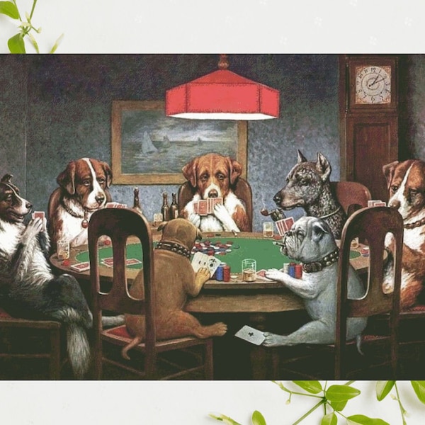 PDF "Dogs Playing Poker" Cross Stitch Pattern DMC, Pattern Keeper Compatible, Instant Download