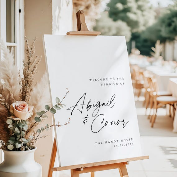 Modern Wedding Sign, Wedding Welcome Sign, Personalised Wedding Signs, Wedding Entrance Sign, Wedding Decor, Foam Board, Poster, A1,A2,A3