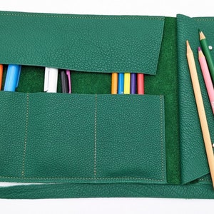 1 Pack Étui Vert Menthe Pour Crayons, Grande Trousse Pour Stylos