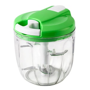 Portable and Manual Vegetable Chopper - Round, Compact, Green