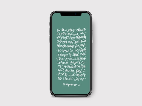 Philippians 4:6-7 Phone Calligraphy Scripture Wallpaper | iOS Background | Digital Download