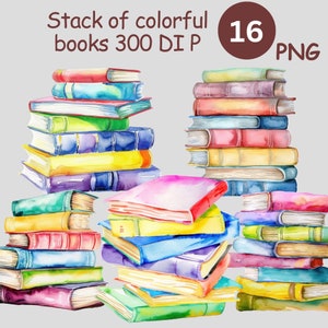 Watercolor Books Clipart Painted Book Clipart Book, Reading, Education Illustrations, PNG Graphics Instant Download for Commercial Use
