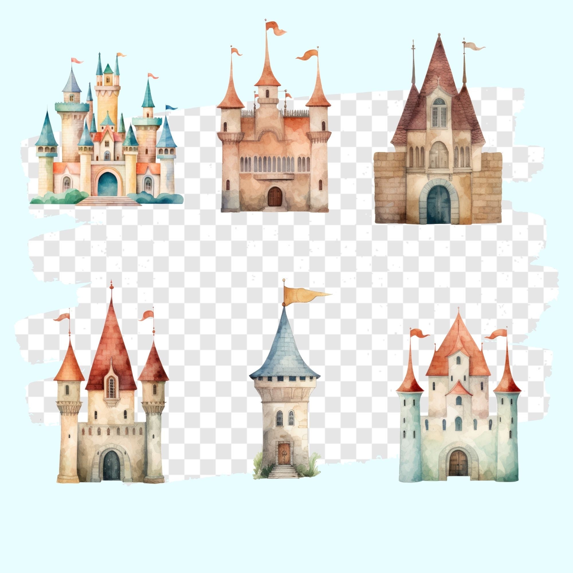 Watercolor Castle Clipart, Fairy Tale Princess Castle, Princess ...