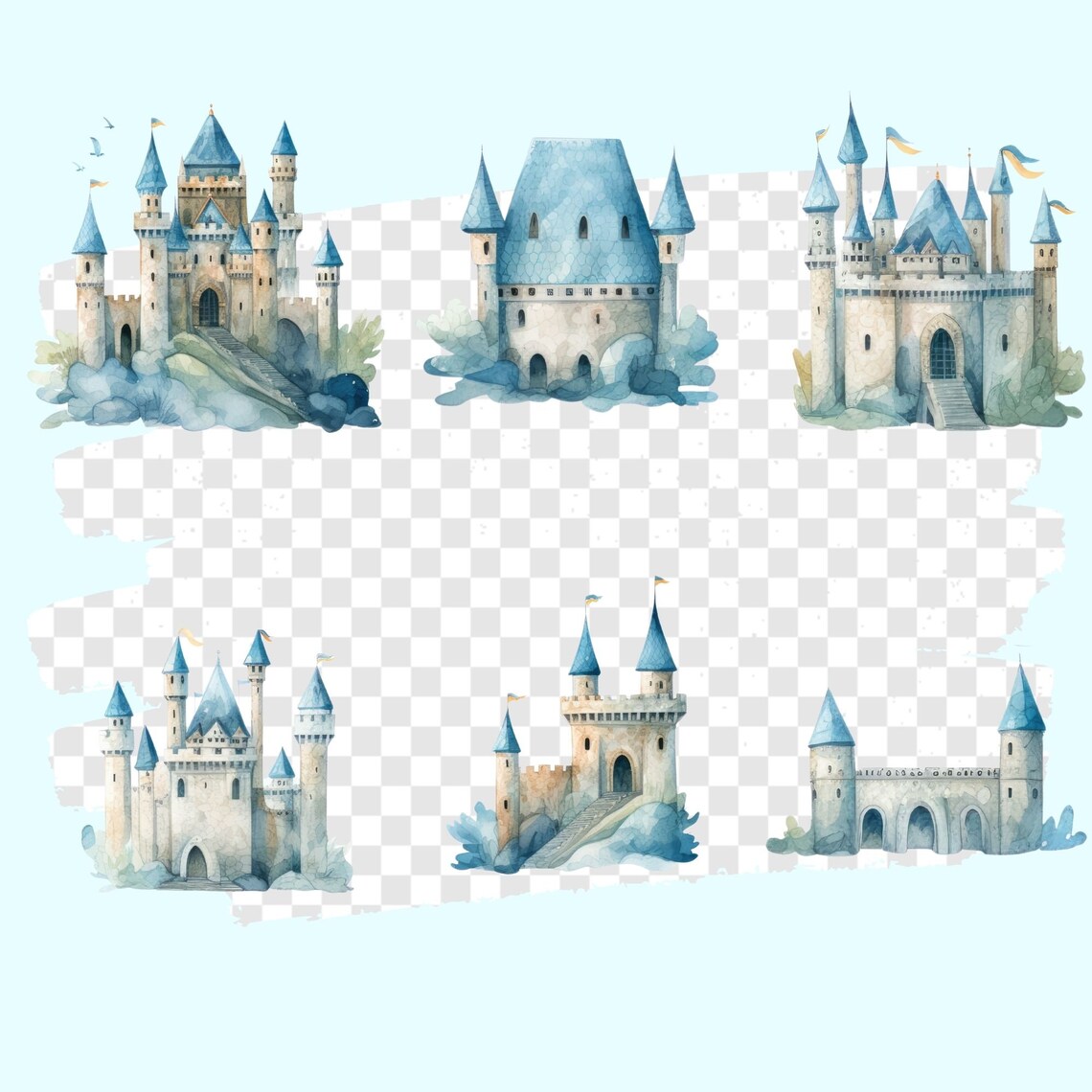 Watercolor Castle Clipart, Fairy Tale Princess Castle, Princess ...