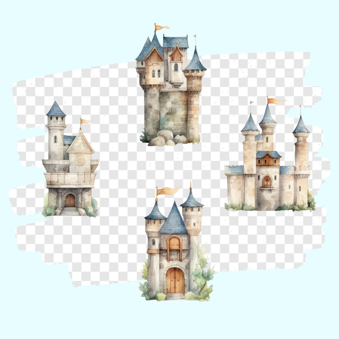 Watercolor Castle Clipart, Fairy Tale Princess Castle, Princess ...
