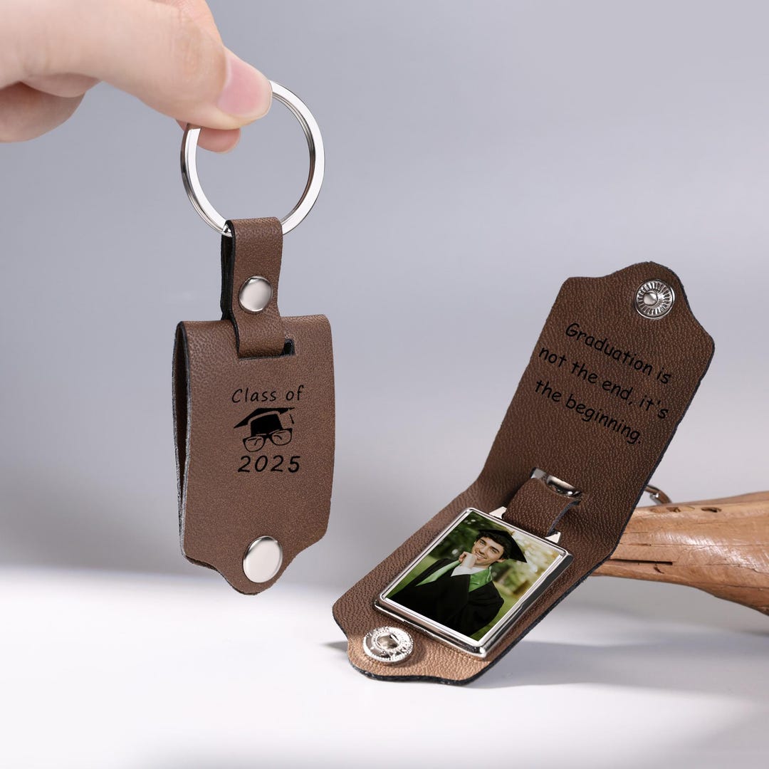 Personalized Leather Graduation Keychain With Photo,class of 2025 Gifts ...