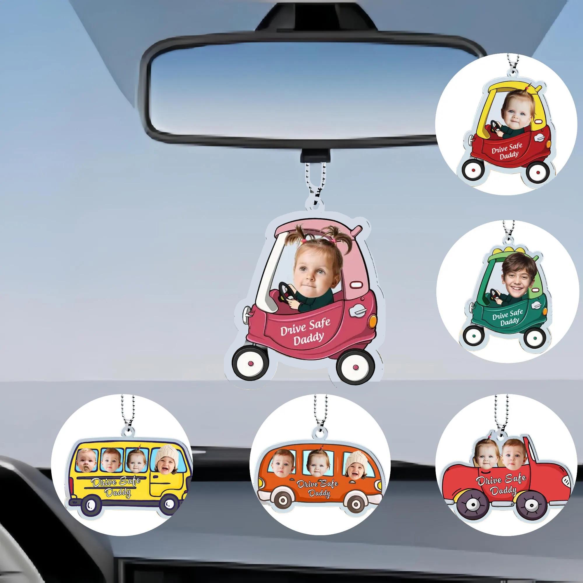 Personalized Drive Safe Baby Footprint Car Mirror Hanger Decoration Accessories Gift For 141079