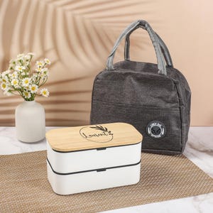 Bamboo Eco Friendly Metal Lunch Box|Laser Engraved with Your Name Back To School \College,Wooden Utensils,Stylish Bento Box Set for Adults