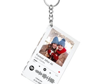 Personalised Keyring,Custom Spotify Music Song Keychain,Personalized Photo Keychains,Gifts for Lover/friend/Own，unique custom gift,birthday