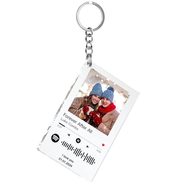 Personalised Keyring,Custom Spotify Music Song Keychain,Personalized Photo Keychains,Gifts for Lover/friend/Own，unique custom gift,birthday