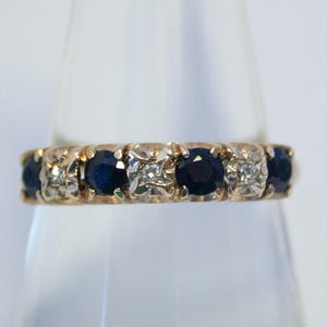 Ocean - 9ct gold ring 1975 with sapphires and diamonds - stackable, vintage