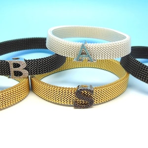 Elastic bracelet, tennis bracelet, in silver, zircons and steel for women, for men