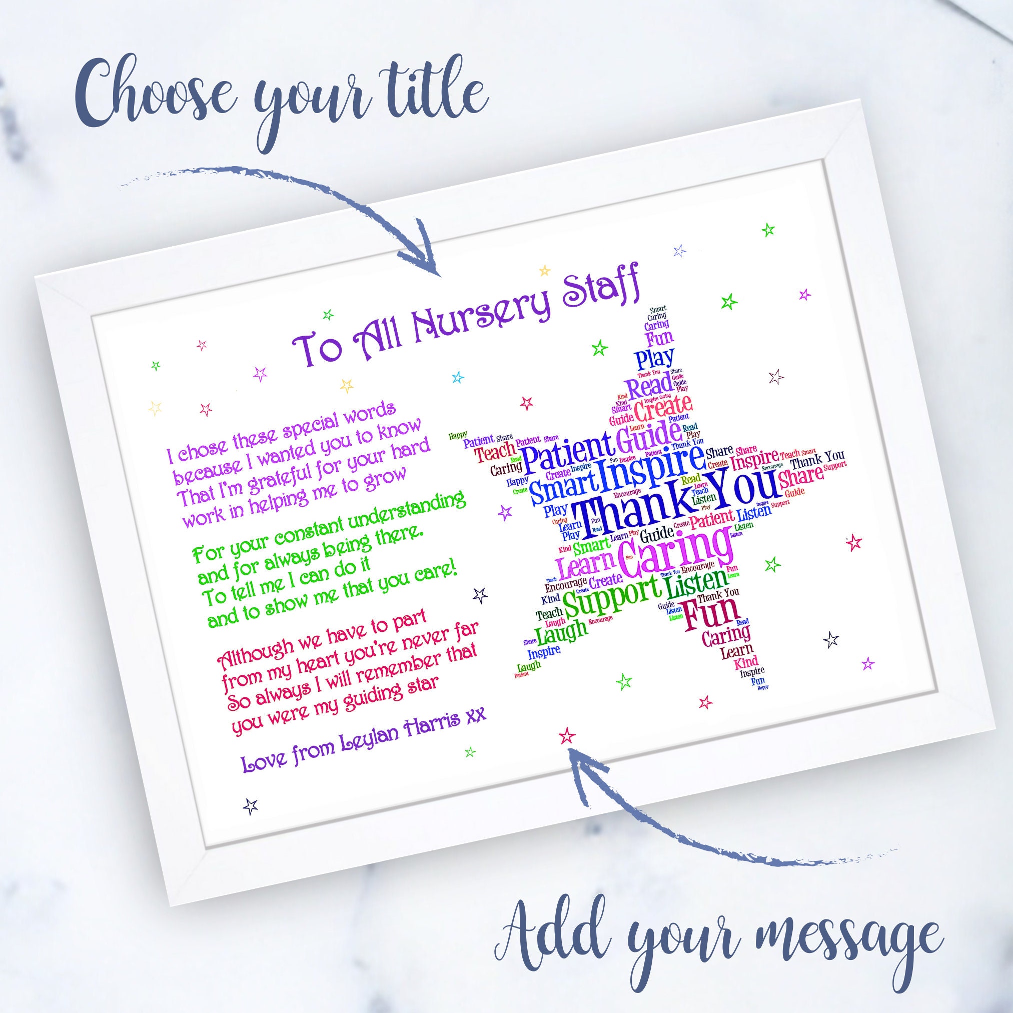 Personalised Rainbow Teacher Thank You Print: End of Term Gift - Etsy