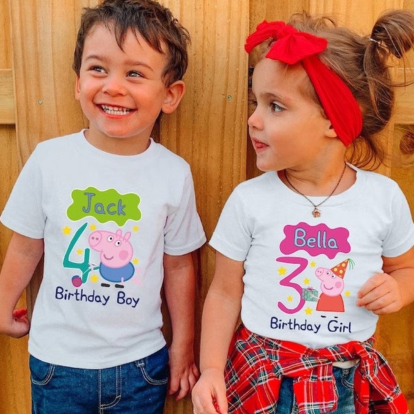 Peppa Pig Birthday Shirt, Birthday Tshirt, Peppa Pig Tshirt, Family Matching Birthday Shirts , Custom Peppa Pig Family Shirt ,Twins Shirt