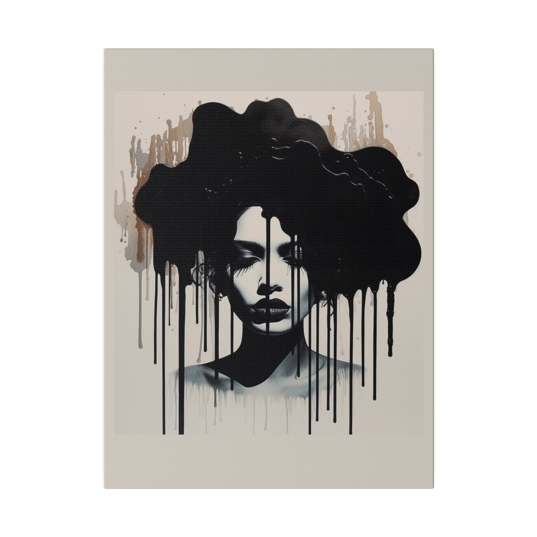 Abstract Elegance Lorna Simpson Inspired Black Woman Wall Art Canvas