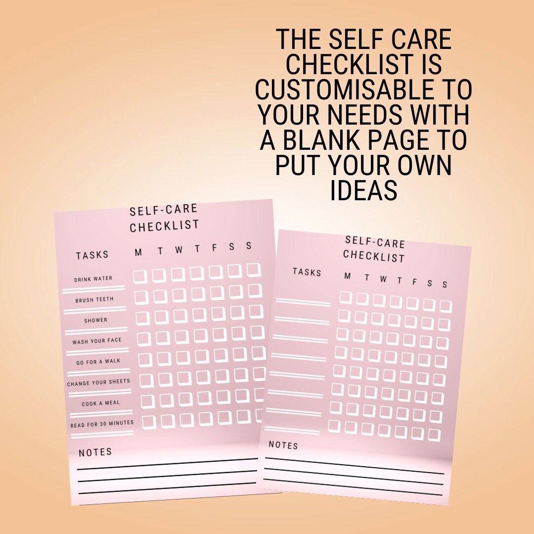 Self Care Checklist Printable Planner Self Care Ideas Personalized ...