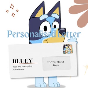 Carta personalizada Bluey | Faça deste um aniversário memorável | Tendências | Presente de Natal | Presente pessoal | Disponível físico ou digital
