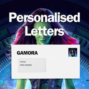 Carta personalizada de Gamora / Adéntrate en el universo de GOTG / Tendencia / Regalo de cumpleaños / Regalo personal / Físico o digital / Regalo de San Valentín